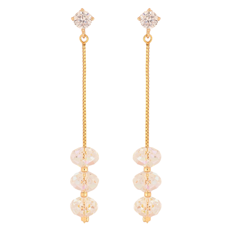 Серьги Xuping цвет 18K с кристаллами Swarovski пусеты "Кристальные бусины Shimmer на цепочках" фото №2