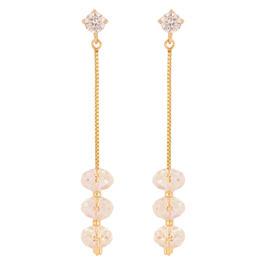 Сережки Xuping колір 18K з кристалами Swarovski пусети "Кристальні намистини Shimmer на ланцюжках" фото №1