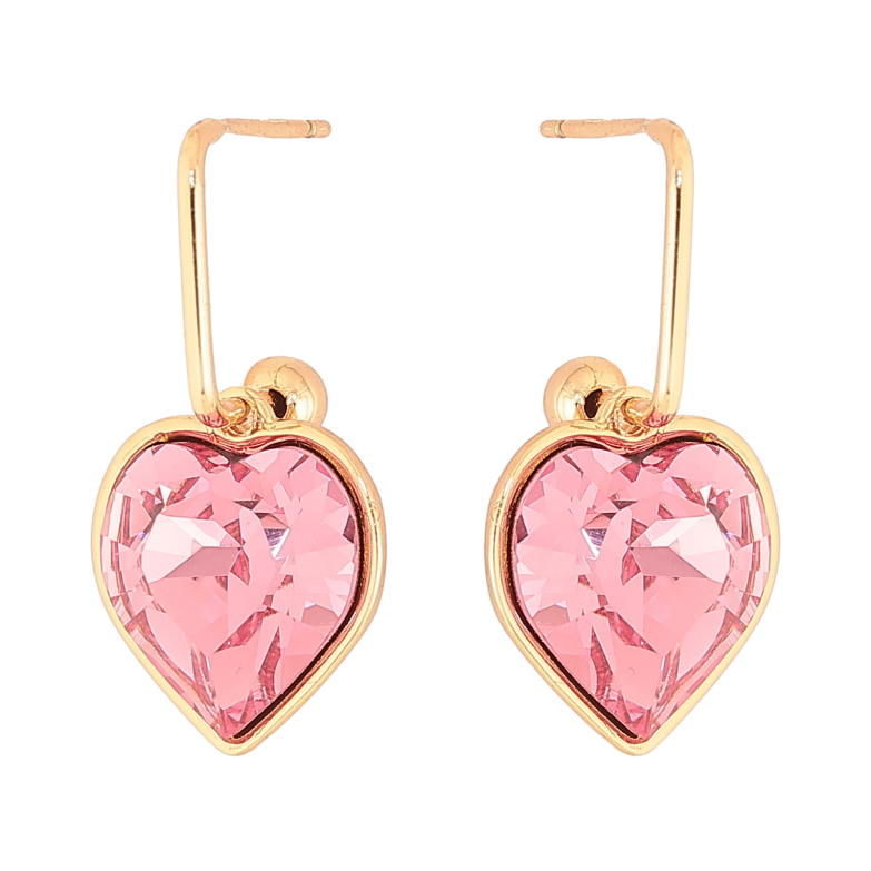 Сережки Xuping колір 18K з кристалами Swarovski пусети "Кристальні серця Rose" фото №1