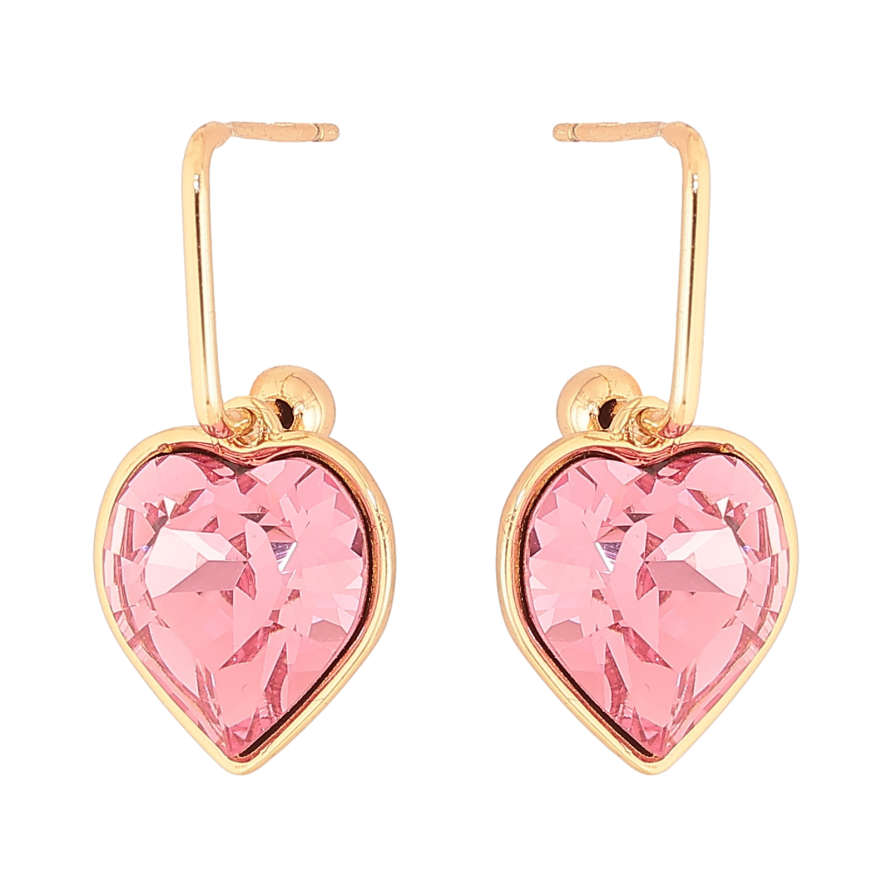 Сережки Xuping колір 18K з кристалами Swarovski пусети "Кристальні серця Rose" фото №1