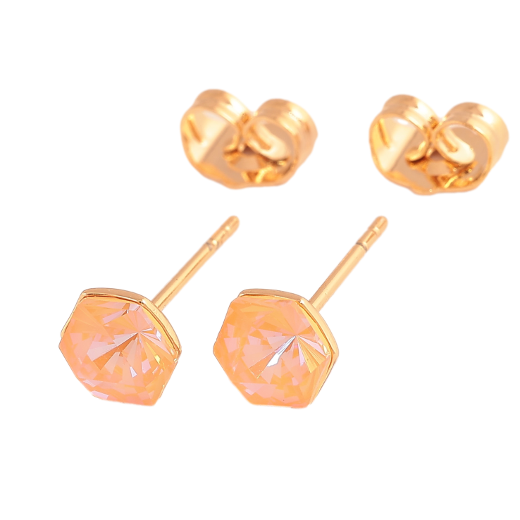 Сережки Xuping колір 18K з кристалами Swarovski пусети "Кристальний багатогранник Buttercup" 6х6мм фото №5