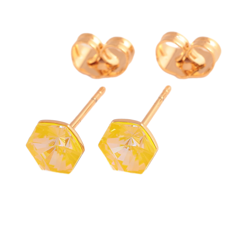 Сережки Xuping колір 18K з кристалами Swarovski пусети "Кристальний багатогранник Sunflower Delite" фото №4