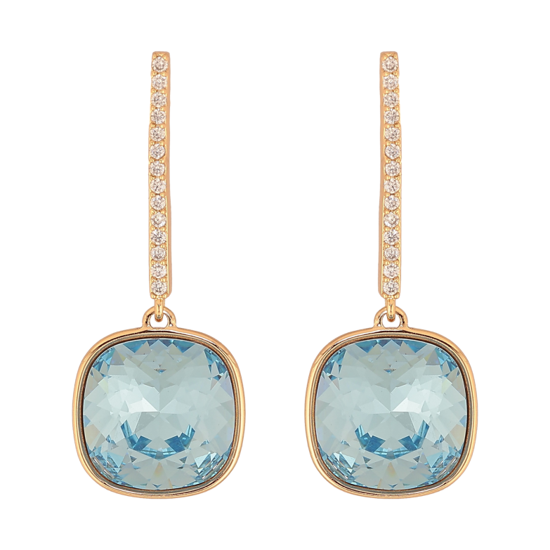 Серьги Xuping цвет 18K с кристаллами Swarovski пусеты "Кристаллы Aquamarine" фото №3
