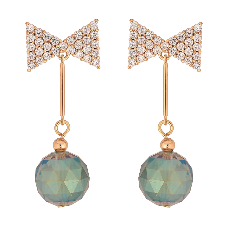 Сережки Xuping колір 18K з кристалами Swarovski пусети "Кристали Erinite Shimmer на бантах" фото №16