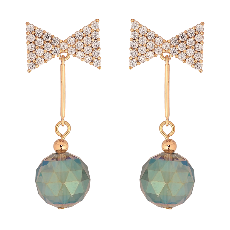 Серьги Xuping цвет 18K с кристаллами Swarovski пусеты "Кристаллы Erinite Shimmer на бантах" фото №1