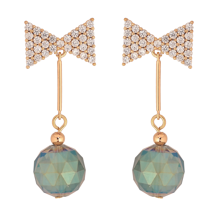 Сережки Xuping колір 18K з кристалами Swarovski пусети "Кристали Erinite Shimmer на бантах" фото №1