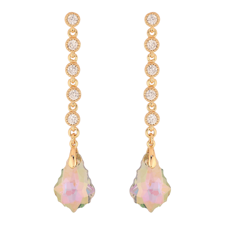 Сережки Xuping колір 18K з кристалами Swarovski пусети "Кристали Vitrail Light на доріжці" фото №23