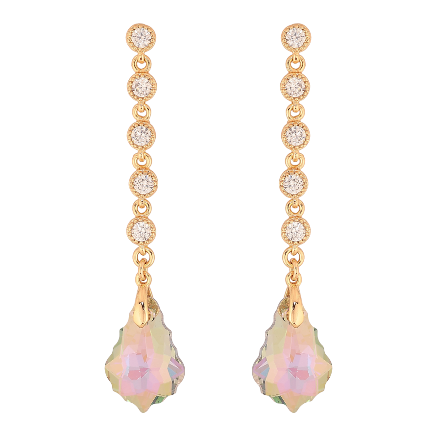 Сережки Xuping колір 18K з кристалами Swarovski пусети "Кристали Vitrail Light на доріжці" фото №1