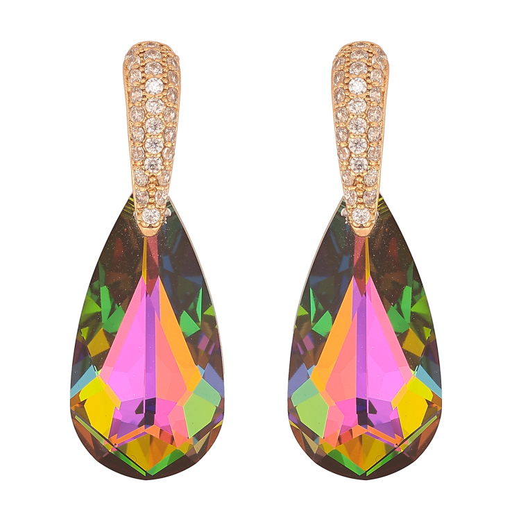 Сережки Xuping колір 18K з кристалами Swarovski пусети "Кристали Vitrail Medium на дужках" фото №20