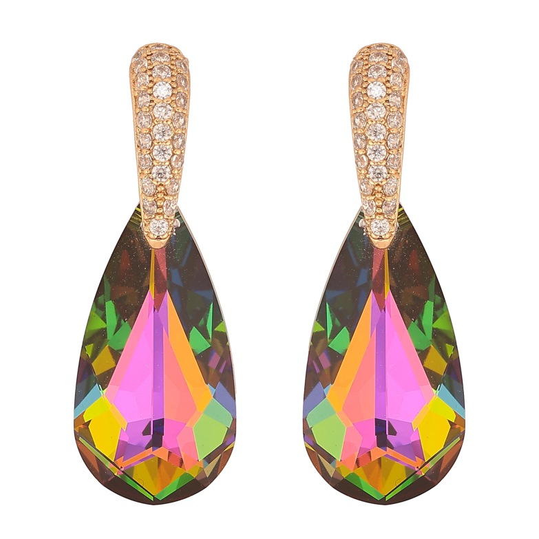 Сережки Xuping колір 18K з кристалами Swarovski пусети "Кристали Vitrail Medium на дужках" фото №1