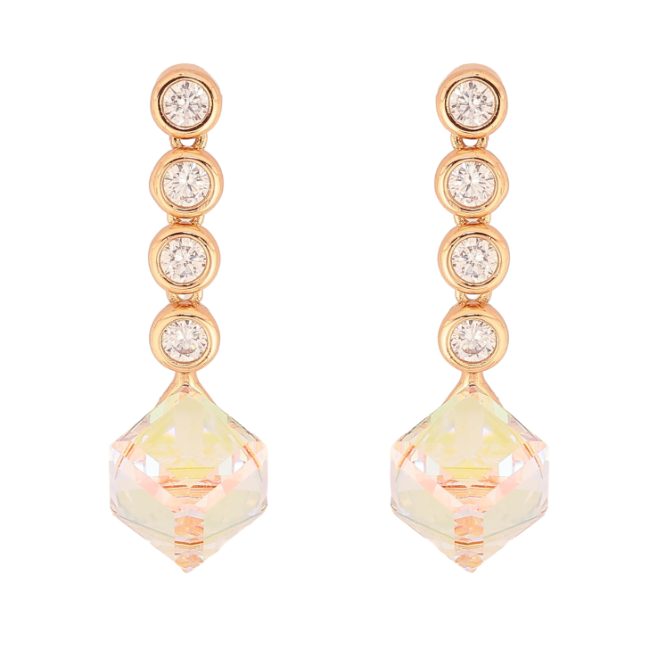 Сережки Xuping колір 18K з кристалами Swarovski пусети "Куб Shimmer на круглих кристалах" фото №23