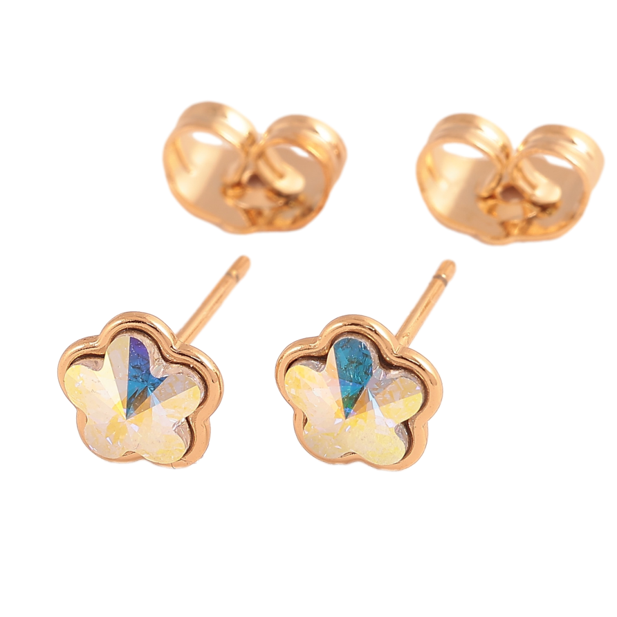 Серьги Xuping цвет 18K с кристаллами Swarovski пусеты "Цветочки AB" фото №1