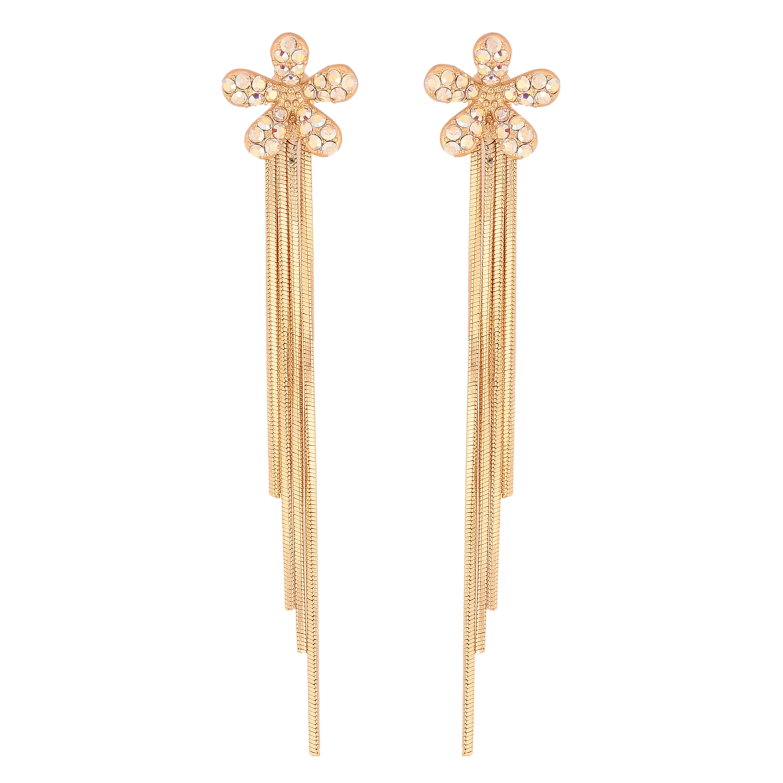 Серьги Xuping цвет 18K с кристаллами Swarovski пусеты "Цветочки с кристаллами АВ" фото №19