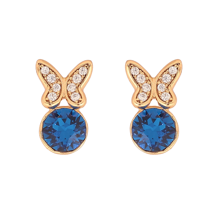 Сережки Xuping колір 18K з кристалами Swarovski пусети "Метелики з кристалом Capri Blue" фото №10