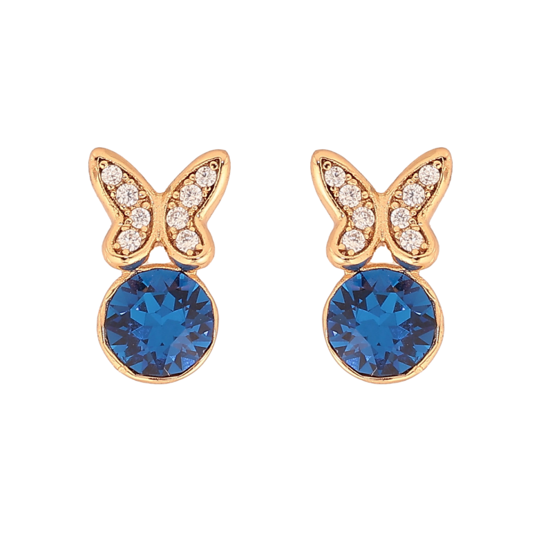 Серьги Xuping цвет 18K с кристаллами Swarovski пусеты "Бабочки с кристаллом Capri Blue" фото №1 Серьги Xuping цвет 18K с кристаллами Swarovski пусеты "Бабочки с кристаллом Capri Blue" фото №1