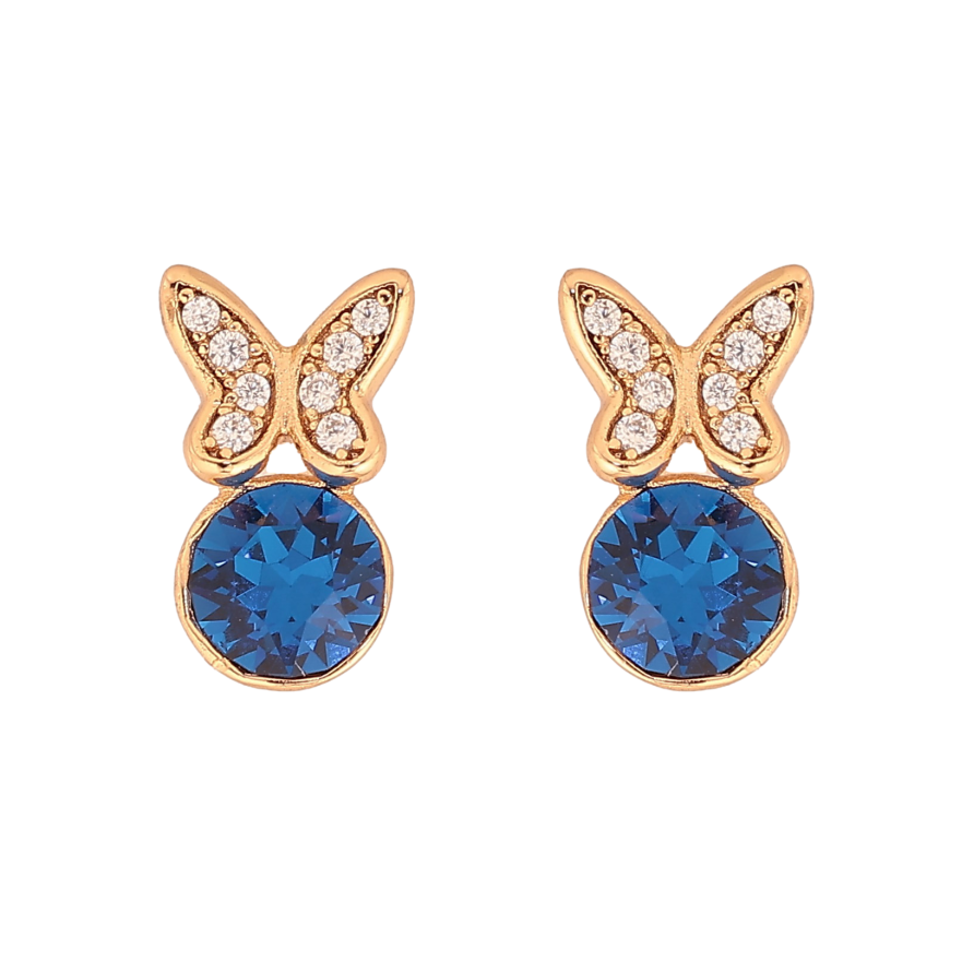 Сережки Xuping колір 18K з кристалами Swarovski пусети "Метелики з кристалом Capri Blue" фото №1 Сережки Xuping колір 18K з кристалами Swarovski пусети "Метелики з кристалом Capri Blue" фото №1