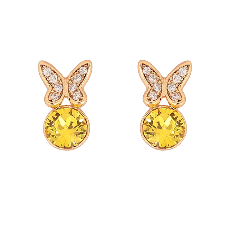 Серьги Xuping цвет 18K с кристаллами Swarovski пусеты "Бабочки с кристаллом Sunflower" фото №19