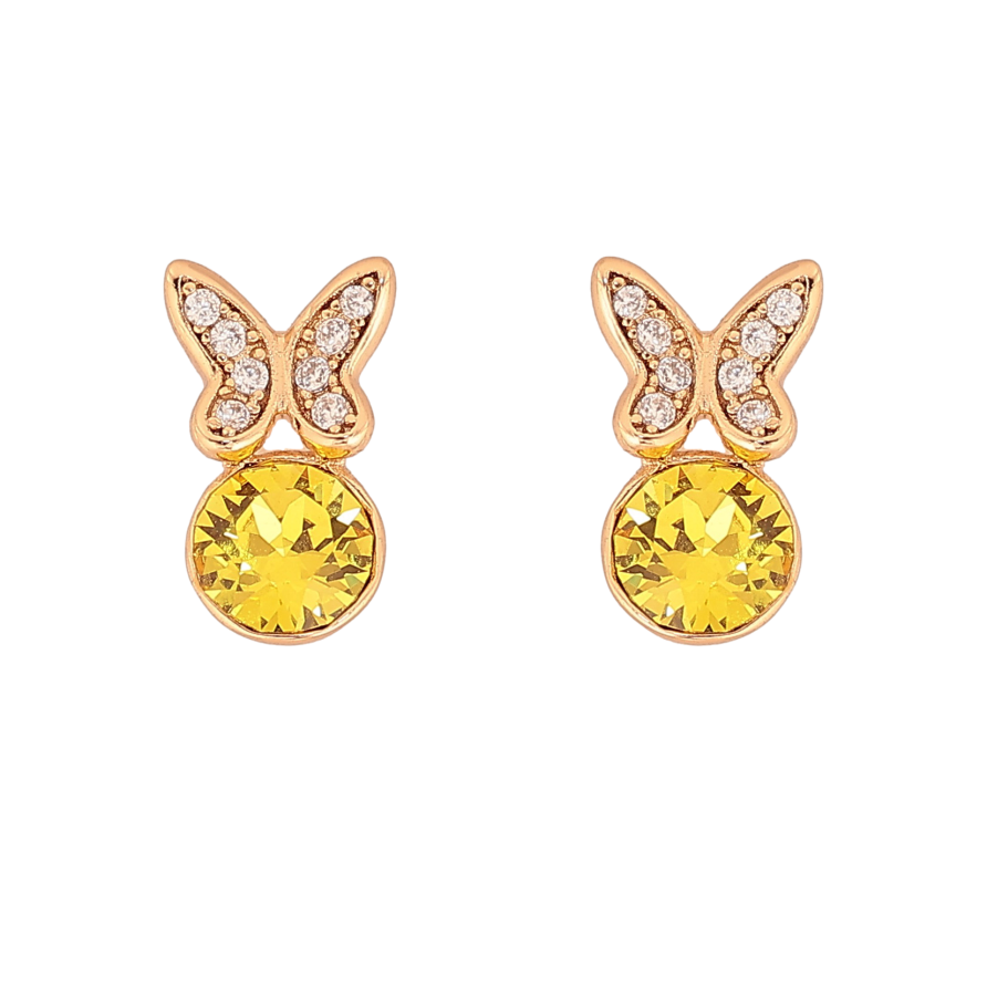 Серьги Xuping цвет 18K с кристаллами Swarovski пусеты "Бабочки с кристаллом Sunflower" фото №1