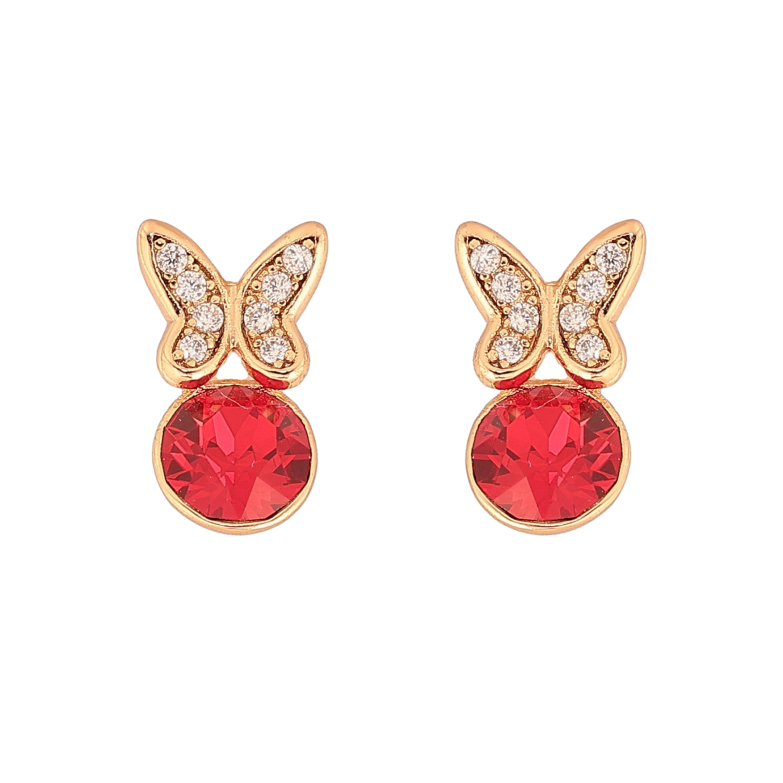 Сережки Xuping колір 18K з кристалами Swarovski пусети "Метелики з кристалом Siam" фото №1 Сережки Xuping колір 18K з кристалами Swarovski пусети "Метелики з кристалом Siam" фото №1