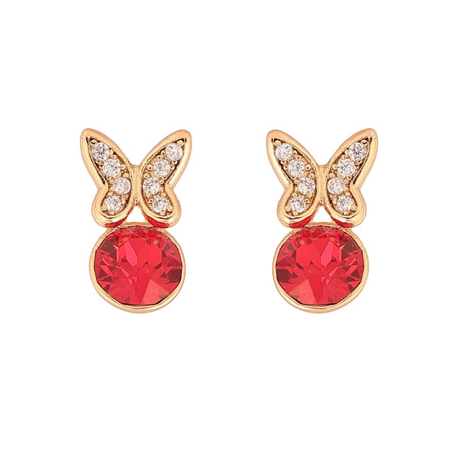 Сережки Xuping колір 18K з кристалами Swarovski пусети "Метелики з кристалом Siam" фото №1 Сережки Xuping колір 18K з кристалами Swarovski пусети "Метелики з кристалом Siam" фото №1