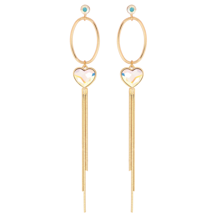 Сережки Xuping колір 18K з кристалами Swarovski пусети "Овальні підвіски з кристалами АВ" фото №8