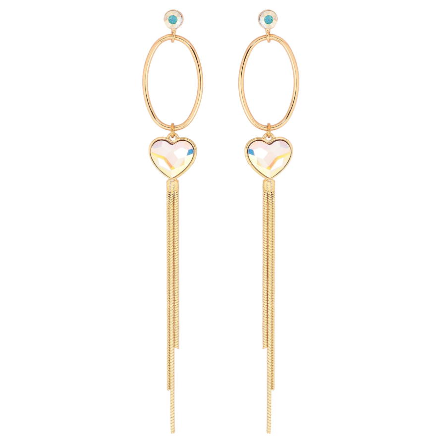 Сережки Xuping колір 18K з кристалами Swarovski пусети "Овальні підвіски з кристалами АВ" фото №1 Сережки Xuping колір 18K з кристалами Swarovski пусети "Овальні підвіски з кристалами АВ" фото №1