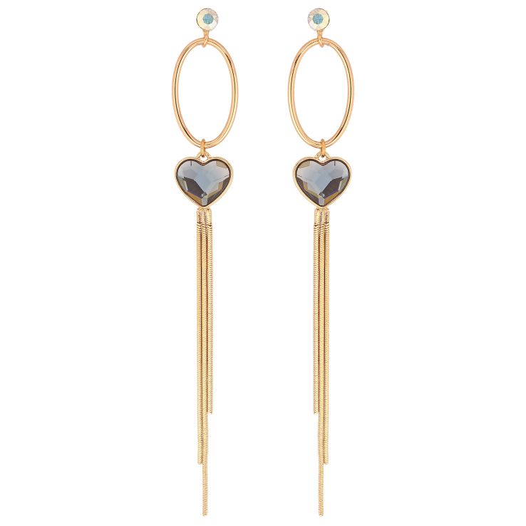 Сережки Xuping колір 18K з кристалами Swarovski пусети "Овальні підвіски з кристалами АВ та Montana" фото №9