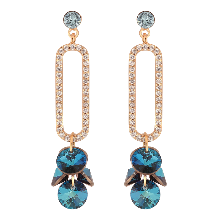 Сережки Xuping колір 18K з кристалами Swarovski пусети "Підвіски з кристалами Metallic Blue" фото №16