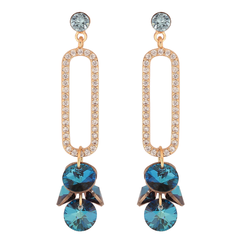 Серьги Xuping цвет 18K с кристаллами Swarovski пусеты "Подвески с кристаллами Metallic Blue" фото №1