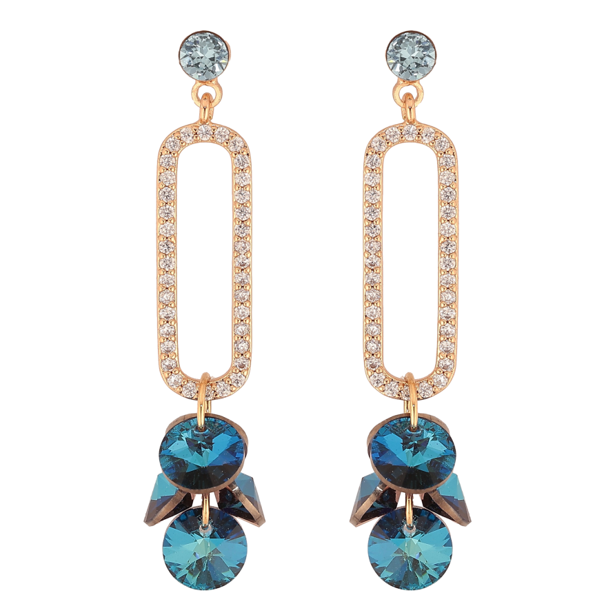 Сережки Xuping колір 18K з кристалами Swarovski пусети "Підвіски з кристалами Metallic Blue" фото №1