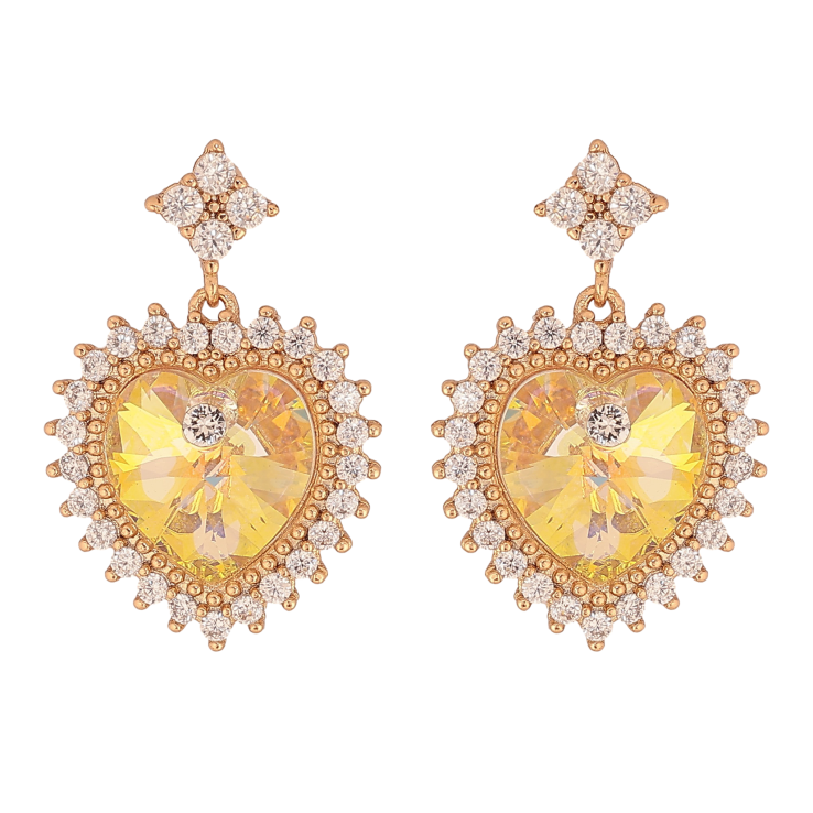 Сережки Xuping колір 18K з кристалами Swarovski пусети "Серця Sunshine Delite в обрамленні" фото №2