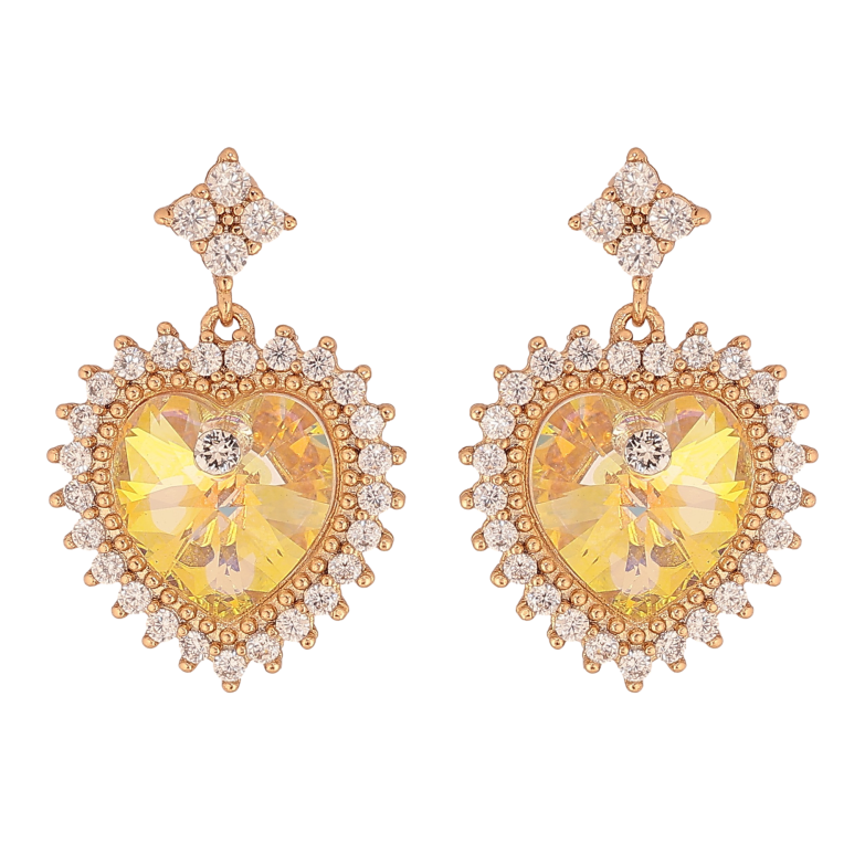 Сережки Xuping колір 18K з кристалами Swarovski пусети "Серця Sunshine Delite в обрамленні" фото №1