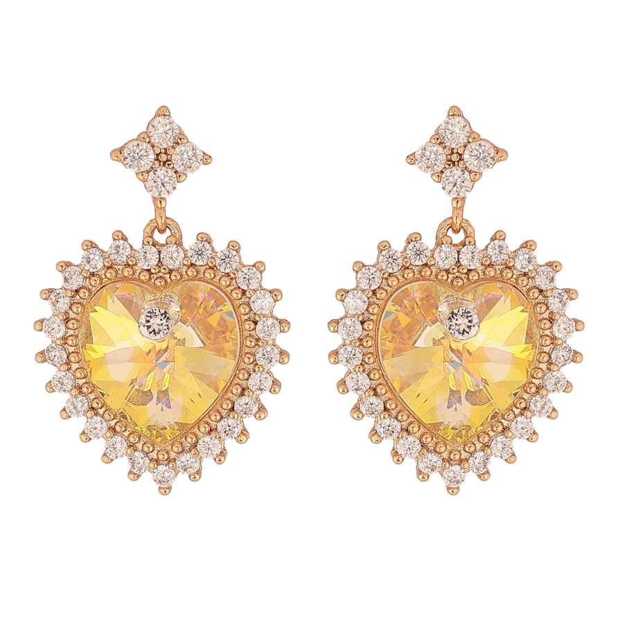 Сережки Xuping колір 18K з кристалами Swarovski пусети "Серця Sunshine Delite в обрамленні" фото №1