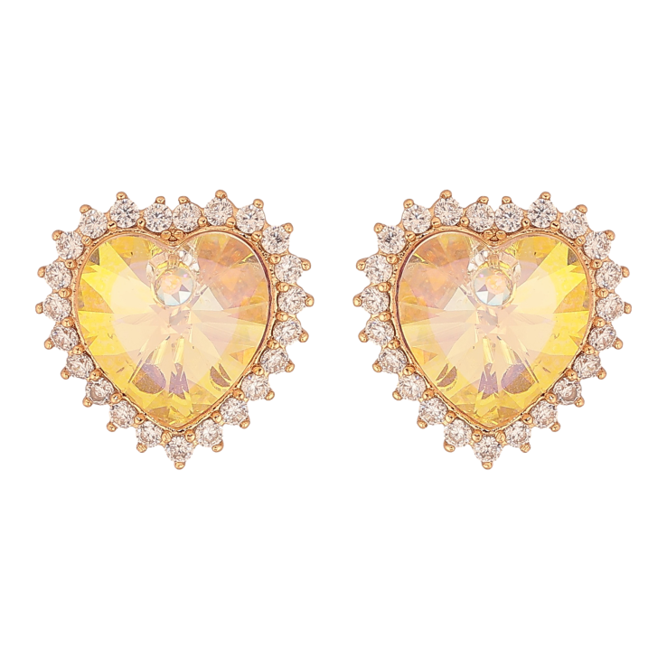 Сережки Xuping колір 18K з кристалами Swarovski пусети "Серця Sunshine Delite в обрамленні кристалів" фото №19