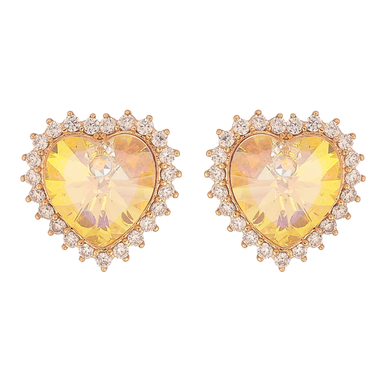 Сережки Xuping колір 18K з кристалами Swarovski пусети "Серця Sunshine Delite в обрамленні кристалів" фото №2