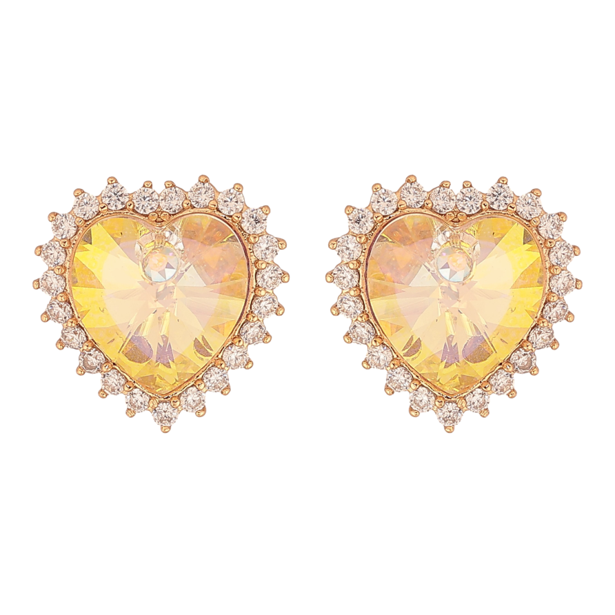 Сережки Xuping колір 18K з кристалами Swarovski пусети "Серця Sunshine Delite в обрамленні кристалів" фото №1