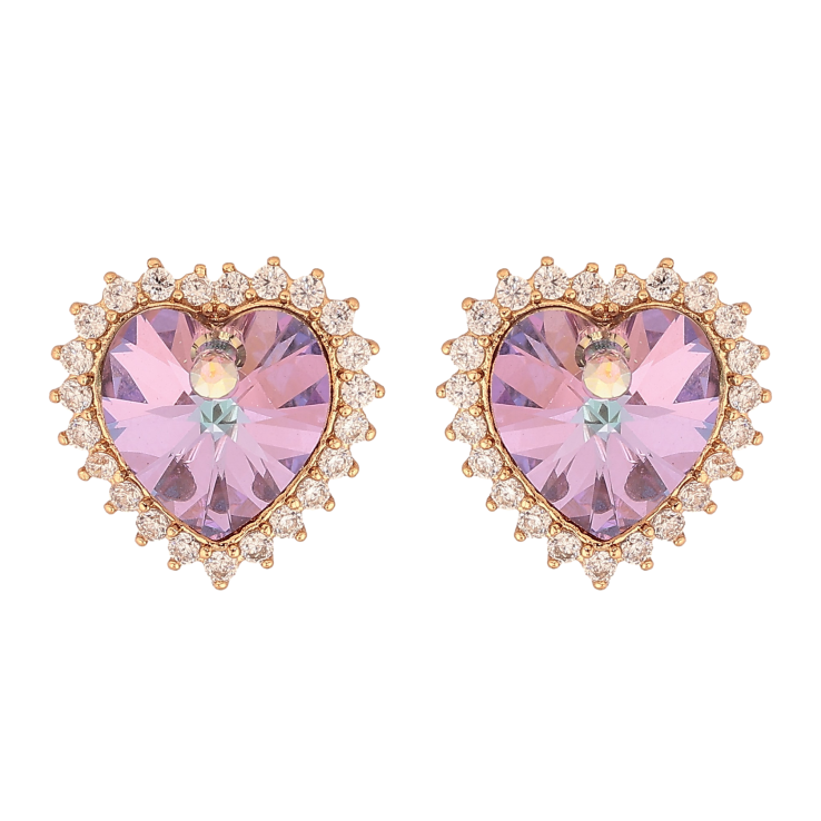 Сережки Xuping колір 18K з кристалами Swarovski пусети "Сердечка Paradise Shine в обрамленні кристалів" фото №18