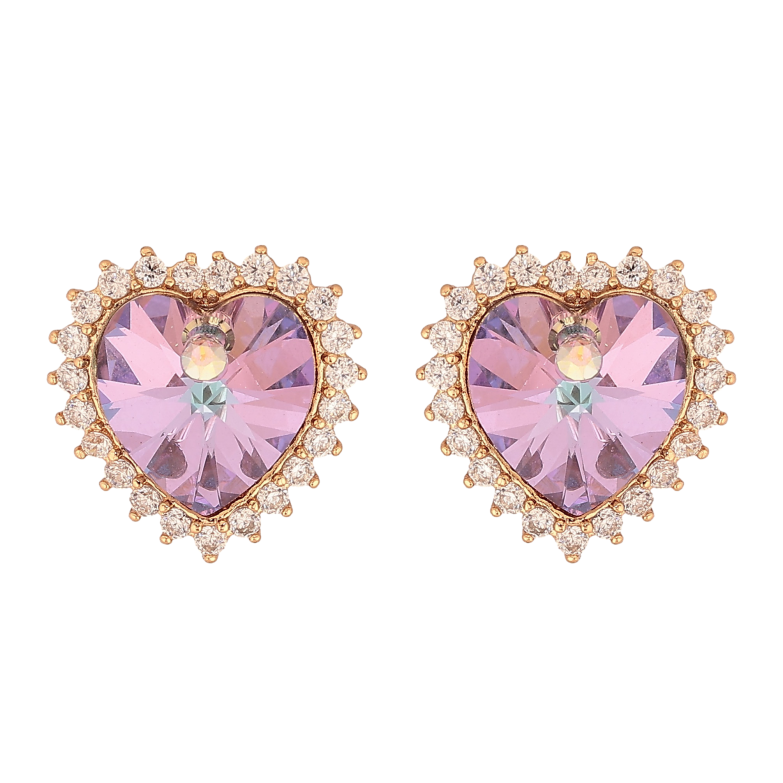 Сережки Xuping колір 18K з кристалами Swarovski пусети "Сердечка Paradise Shine в обрамленні кристалів" фото №2