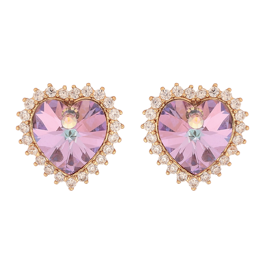 Сережки Xuping колір 18K з кристалами Swarovski пусети "Сердечка Paradise Shine в обрамленні кристалів" фото №1