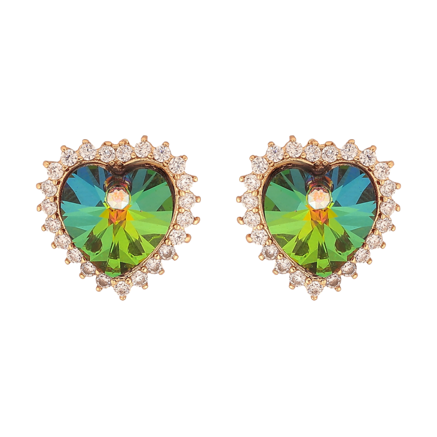 Сережки Xuping колір 18K з кристалами Swarovski пусети "Сердечка Vitrail Medium в обрамленні кристалів" фото №1