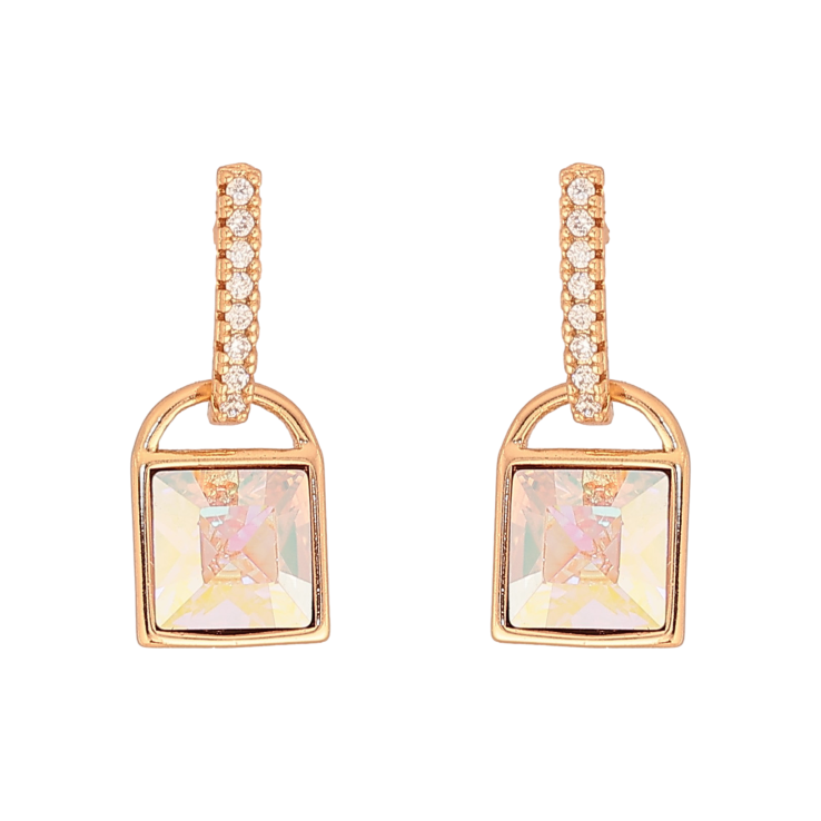 Сережки Xuping колір 18K з кристалами Swarovski пусети "Замочки з кристалом АВ" фото №19