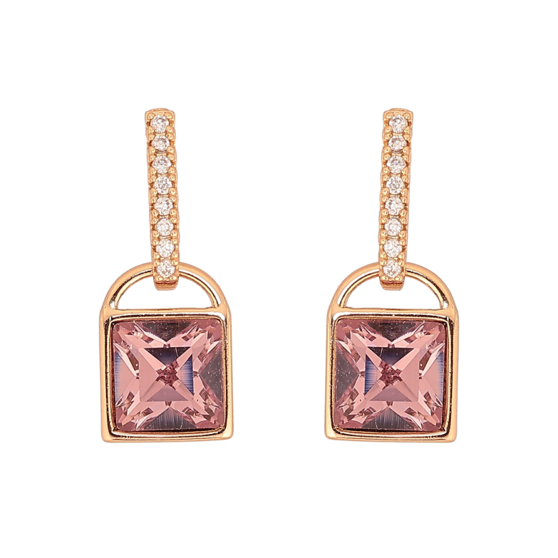 Сережки Xuping колір 18K з кристалами Swarovski пусети "Замочки з кристалом Amethyst" фото №1