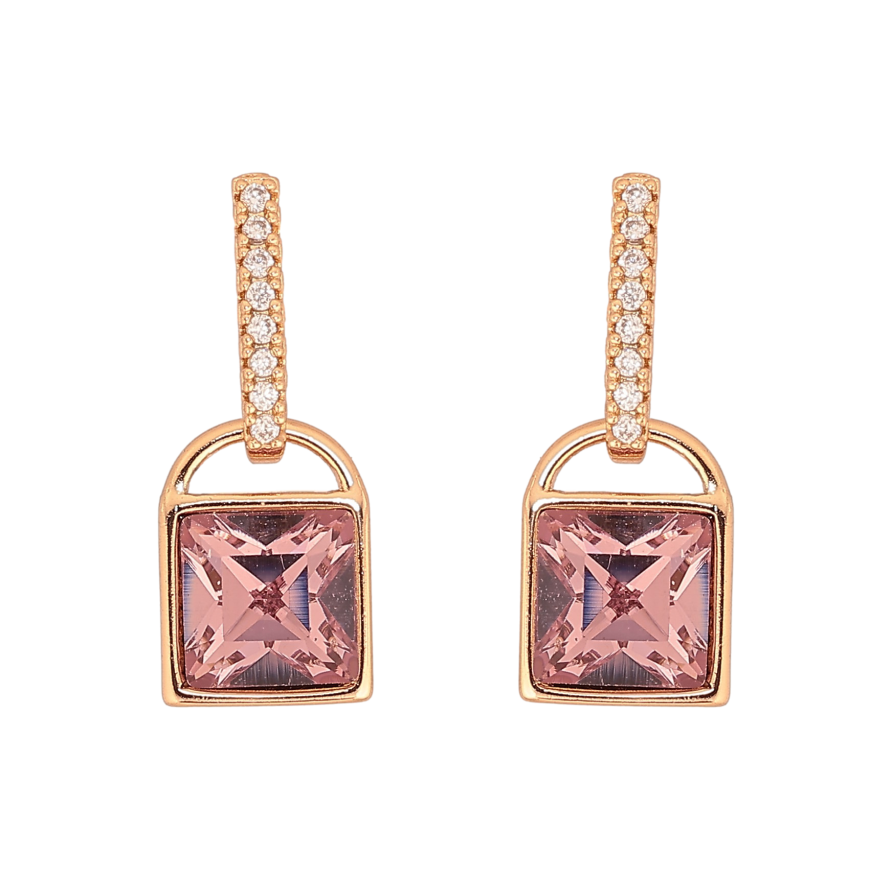 Сережки Xuping колір 18K з кристалами Swarovski пусети "Замочки з кристалом Amethyst" фото №1