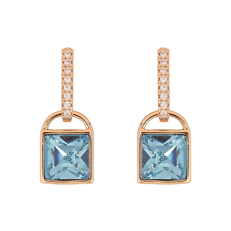 Сережки Xuping колір 18K з кристалами Swarovski пусети "Замочки з кристалом Aquamarine" фото №22