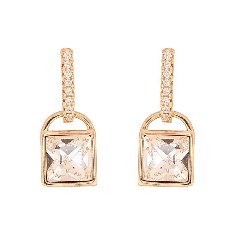 Серьги Xuping цвет 18K с кристаллами Swarovski пусеты "Замочки с кристаллом Clear" фото №1