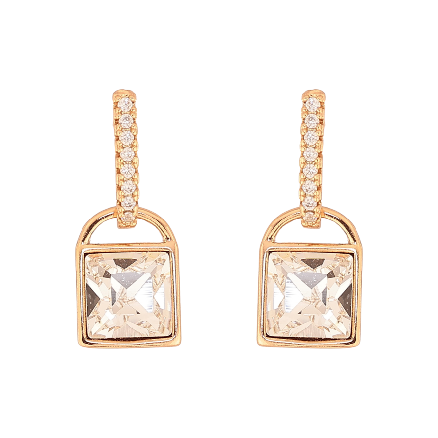 Сережки Xuping колір 18K з кристалами Swarovski пусети "Замочки з кристалом Clear" фото №1