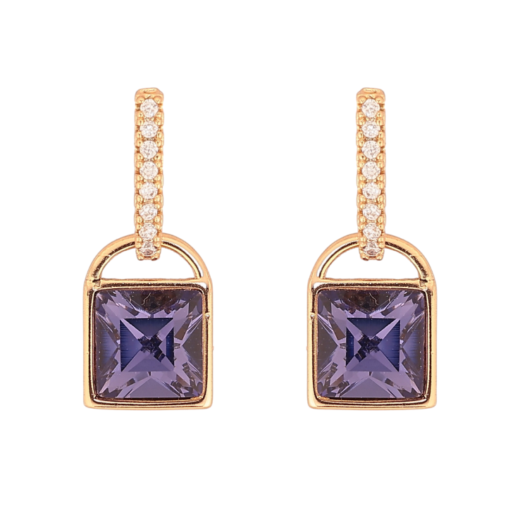 Сережки Xuping колір 18K з кристалами Swarovski пусети 2Замочки з кристалом Purple Velvet" фото №24
