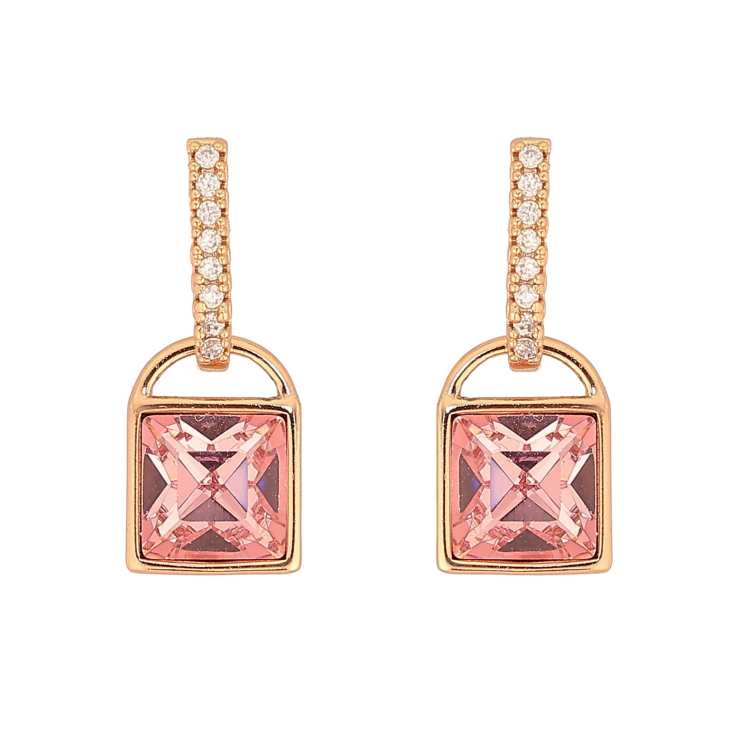 Сережки Xuping колір 18K з кристалами Swarovski пусети "Замочки з кристалом Rose" фото №18