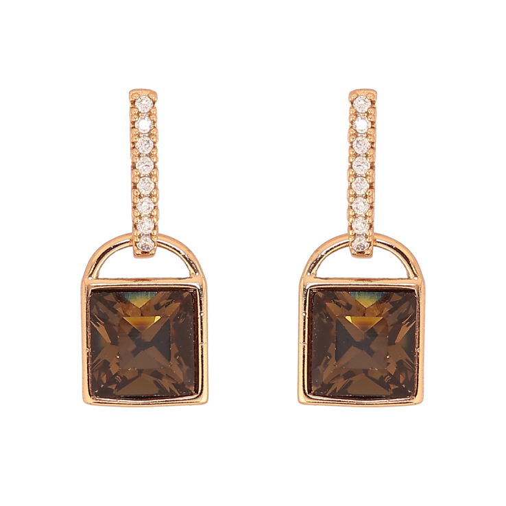 Сережки Xuping колір 18K з кристалами Swarovski пусети "Замочки з кристалом Smoked Topaz" фото №25