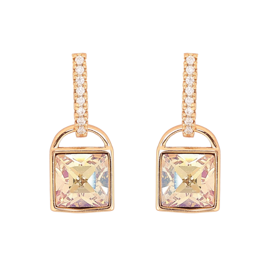 Сережки Xuping колір 18K з кристалами Swarovski пусети "Замочки з кристалом Vitrail Light" фото №1 Сережки Xuping колір 18K з кристалами Swarovski пусети "Замочки з кристалом Vitrail Light" фото №1